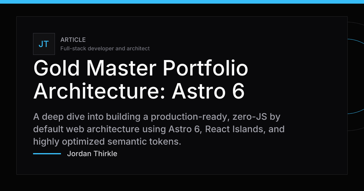 Gold Master Portfolio Architecture: Astro 6