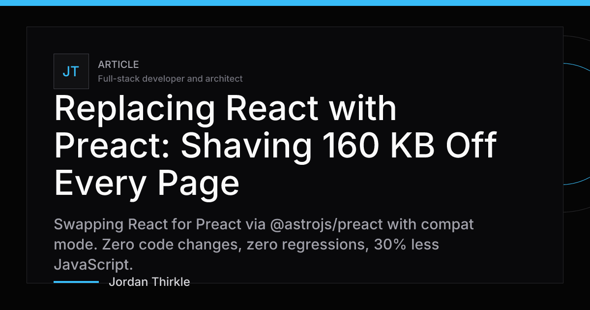 Replacing React with Preact: Shaving 160 KB Off Every Page